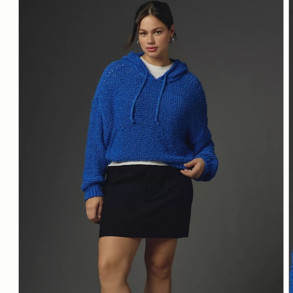 NWOT Women's Anthropologie Pilcro Cropped Chunky Knit Hooded Sweater - Picture 8 of 9